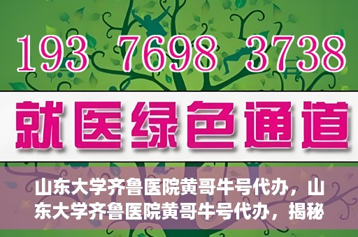 山东大学齐鲁医院黄哥牛号代办，山东大学齐鲁医院黄哥牛号代办，揭秘背后的故事与真相