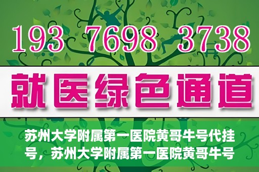 苏州大学附属第一医院黄哥牛号代挂号，苏州大学附属第一医院黄哥牛号代挂号服务解析
