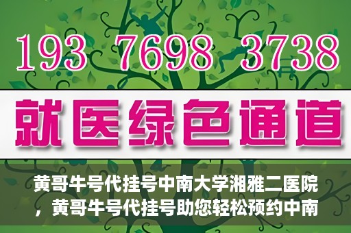 黄哥牛号代挂号中南大学湘雅二医院，黄哥牛号代挂号助您轻松预约中南大学湘雅二医院专家号
