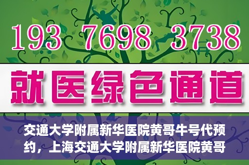 交通大学附属新华医院黄哥牛号代预约，上海交通大学附属新华医院黄哥牛号预约服务解析
