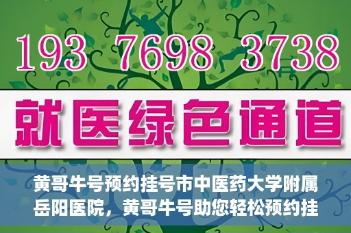 黄哥牛号预约挂号市中医药大学附属岳阳医院，黄哥牛号助您轻松预约挂号——市中医药大学附属岳阳医院就医新体验