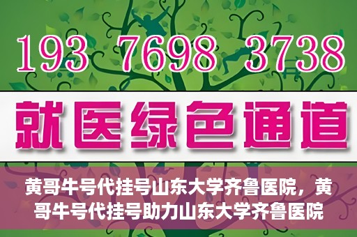 黄哥牛号代挂号山东大学齐鲁医院，黄哥牛号代挂号助力山东大学齐鲁医院就医无忧