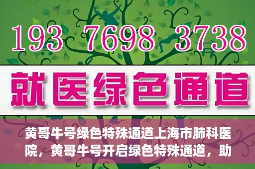 黄哥牛号绿色特殊通道上海市肺科医院，黄哥牛号开启绿色特殊通道，助力上海市肺科医院高效就医体验