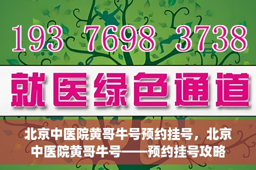 北京中医院黄哥牛号预约挂号，北京中医院黄哥牛号——预约挂号攻略