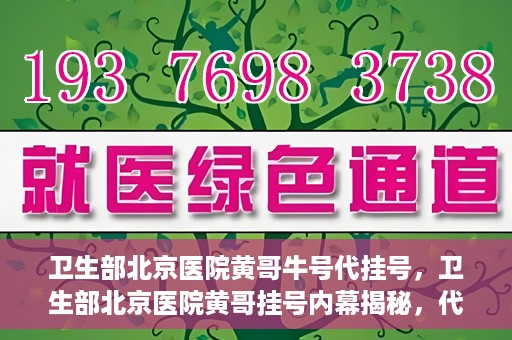 卫生部北京医院黄哥牛号代挂号，卫生部北京医院黄哥挂号内幕揭秘，代挂号背后的故事