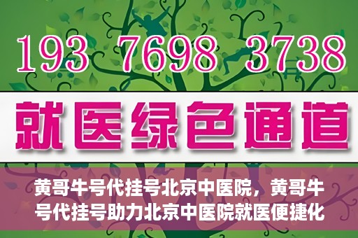 黄哥牛号代挂号北京中医院，黄哥牛号代挂号助力北京中医院就医便捷化