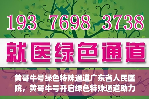 黄哥牛号绿色特殊通道广东省人民医院，黄哥牛号开启绿色特殊通道助力广东省人民医院服务升级