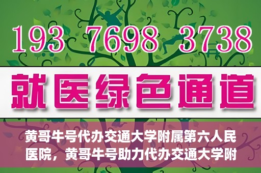 黄哥牛号代办交通大学附属第六人民医院，黄哥牛号助力代办交通大学附属第六人民医院业务手续