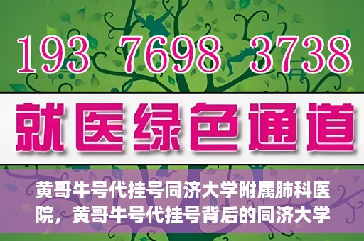 黄哥牛号代挂号同济大学附属肺科医院，黄哥牛号代挂号背后的同济大学附属肺科医院就医故事