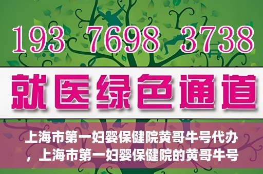 上海市第一妇婴保健院黄哥牛号代办，上海市第一妇婴保健院的黄哥牛号代办服务解析
