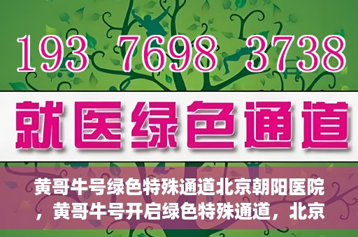 黄哥牛号绿色特殊通道北京朝阳医院，黄哥牛号开启绿色特殊通道，北京朝阳医院助力健康之路