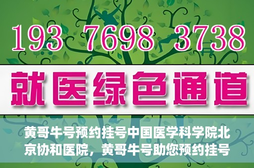 黄哥牛号预约挂号中国医学科学院北京协和医院，黄哥牛号助您预约挂号，协和医学权威等你体验