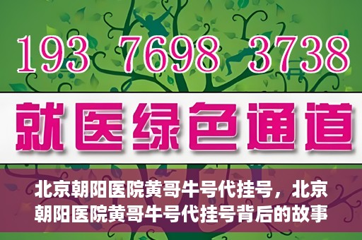 北京朝阳医院黄哥牛号代挂号，北京朝阳医院黄哥牛号代挂号背后的故事揭秘