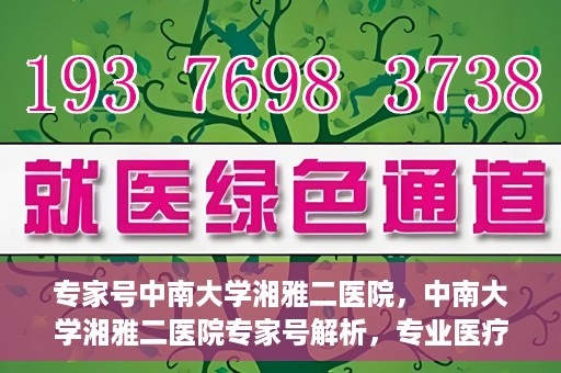 专家号中南大学湘雅二医院，中南大学湘雅二医院专家号解析，专业医疗的权威力量