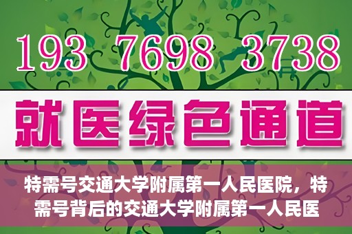 特需号交通大学附属第一人民医院，特需号背后的交通大学附属第一人民医院，医疗技术与服务的卓越融合