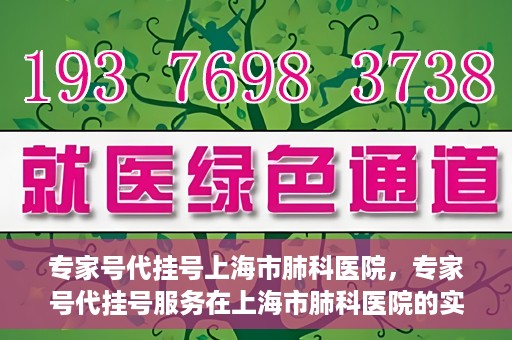 专家号代挂号上海市肺科医院，专家号代挂号服务在上海市肺科医院的实践探索