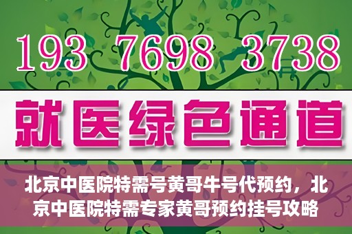 北京中医院特需号黄哥牛号代预约，北京中医院特需专家黄哥预约挂号攻略，轻松预约牛号代预约服务