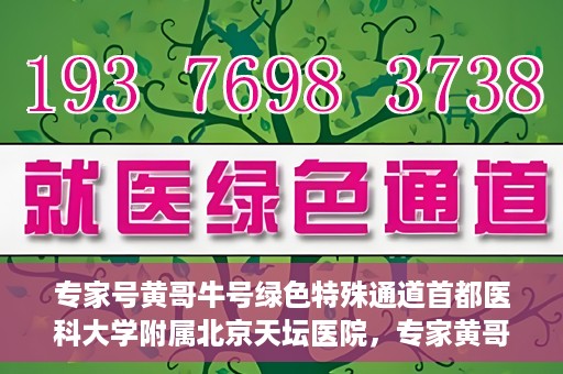 专家号黄哥牛号绿色特殊通道首都医科大学附属北京天坛医院，专家黄哥牛号开启绿色特殊通道，北京天坛医院打造医疗新标杆