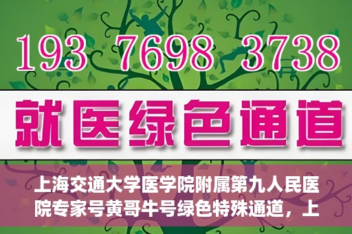 上海交通大学医学院附属第九人民医院专家号黄哥牛号绿色特殊通道，上海交通大学医学院附属第九人民医院专家号黄哥牛号，绿色特殊通道开启健康之门