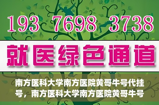 南方医科大学南方医院黄哥牛号代挂号，南方医科大学南方医院黄哥牛号挂号攻略，轻松解决代挂号问题
