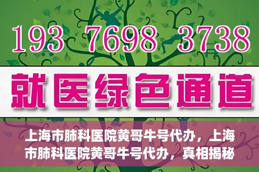 上海市肺科医院黄哥牛号代办，上海市肺科医院黄哥牛号代办，真相揭秘与深度解读