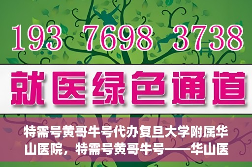 特需号黄哥牛号代办复旦大学附属华山医院，特需号黄哥牛号——华山医院代办服务详解