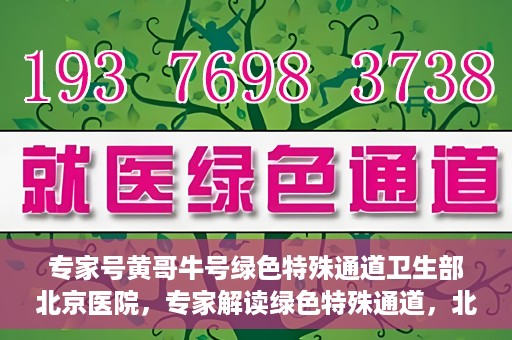 专家号黄哥牛号绿色特殊通道卫生部北京医院，专家解读绿色特殊通道，北京医院卫生部黄哥牛号解析