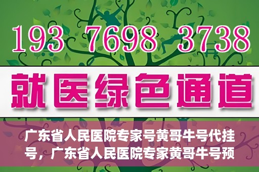 广东省人民医院专家号黄哥牛号代挂号，广东省人民医院专家黄哥牛号预约挂号攻略