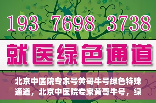 北京中医院专家号黄哥牛号绿色特殊通道，北京中医院专家黄哥牛号，绿色特殊通道的医术传奇