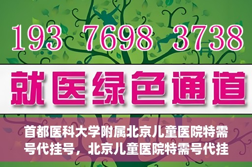 首都医科大学附属北京儿童医院特需号代挂号，北京儿童医院特需号代挂号服务详解
