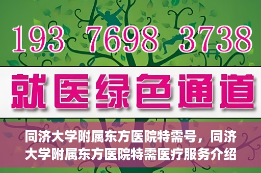 同济大学附属东方医院特需号，同济大学附属东方医院特需医疗服务介绍