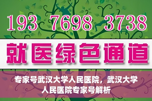 专家号武汉大学人民医院，武汉大学人民医院专家号解析