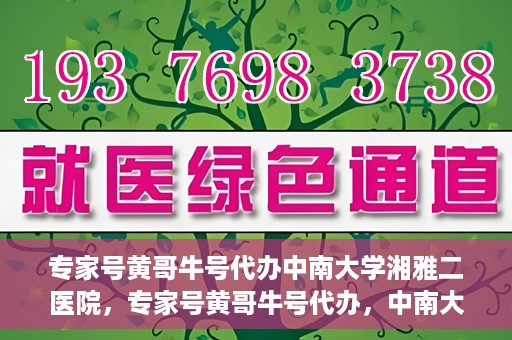 专家号黄哥牛号代办中南大学湘雅二医院，专家号黄哥牛号代办，中南大学湘雅二医院的便捷就医之路