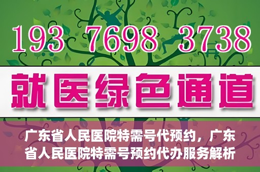 广东省人民医院特需号代预约，广东省人民医院特需号预约代办服务解析