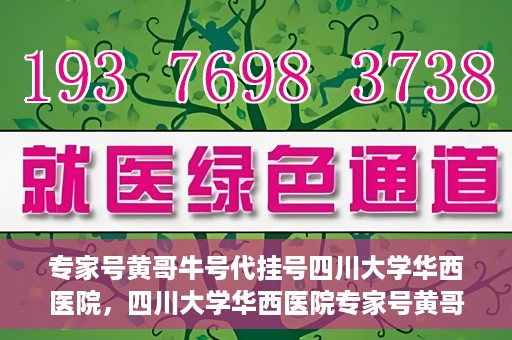 专家号黄哥牛号代挂号四川大学华西医院，四川大学华西医院专家号黄哥牛号代挂号背后的故事