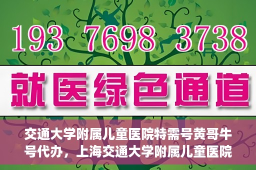 交通大学附属儿童医院特需号黄哥牛号代办，上海交通大学附属儿童医院特需号专家黄哥牛号预约代办服务解析