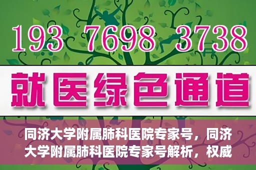 同济大学附属肺科医院专家号，同济大学附属肺科医院专家号解析，权威医疗团队的专业解读与诊疗服务