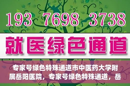 专家号绿色特殊通道市中医药大学附属岳阳医院，专家号绿色特殊通道，岳阳医院中医传承与创新实践