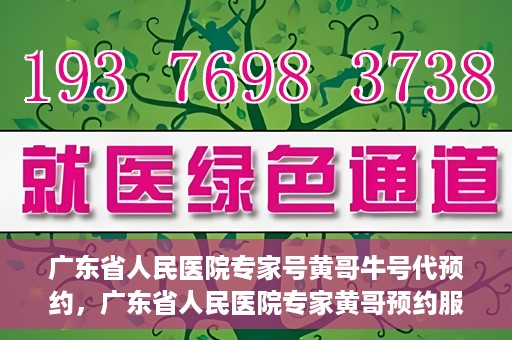 广东省人民医院专家号黄哥牛号代预约，广东省人民医院专家黄哥预约服务解析