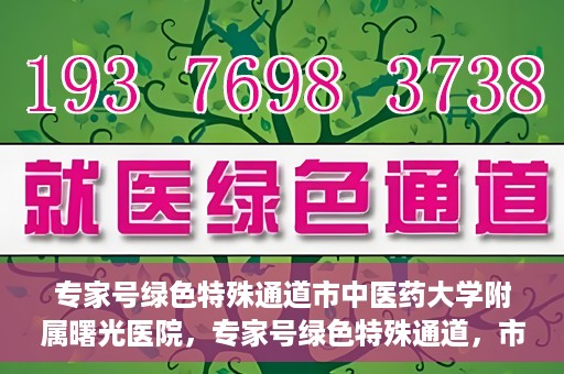 专家号绿色特殊通道市中医药大学附属曙光医院，专家号绿色特殊通道，市中医药大学附属曙光医院的医疗革新之路